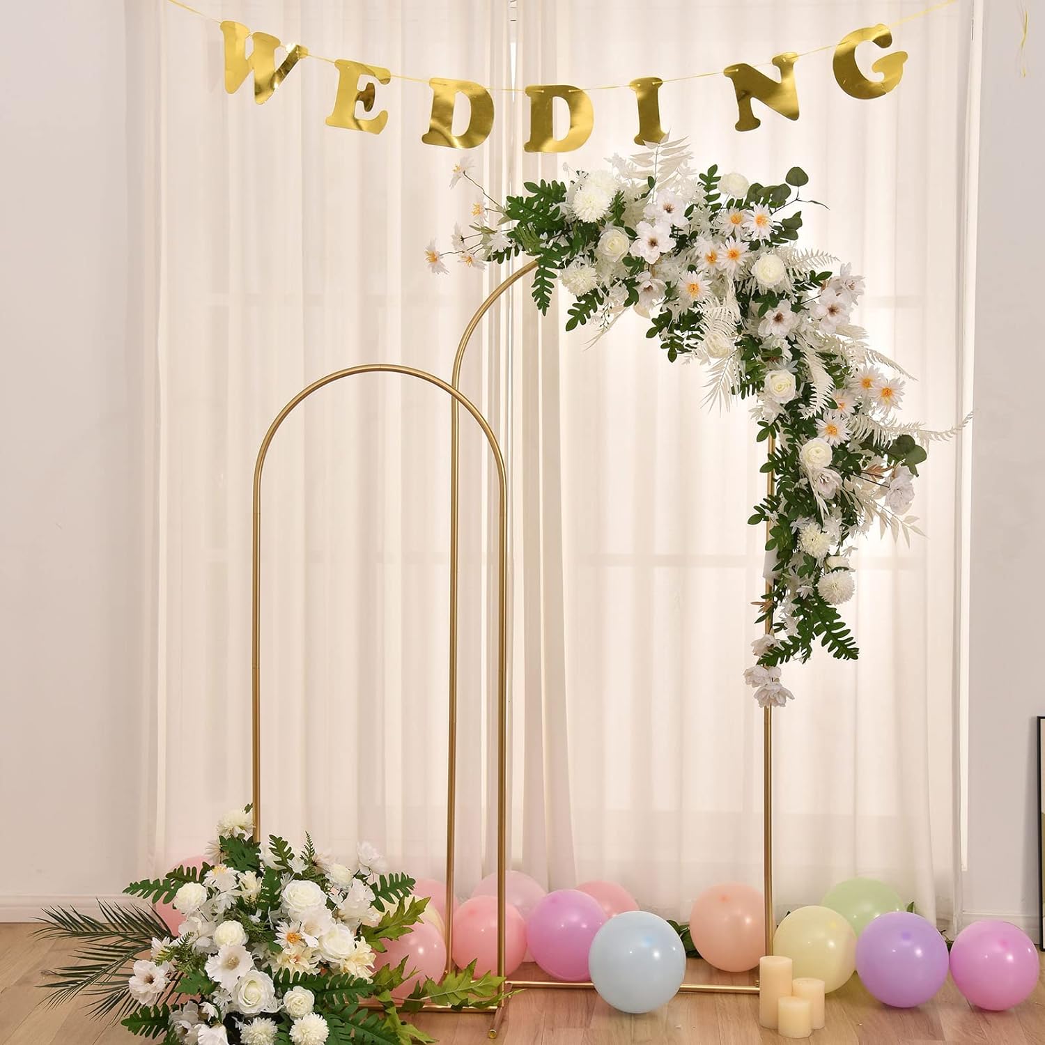 Gouden boogvormige bruiloftdec - Backdrop Stand Kit recensie en prijs